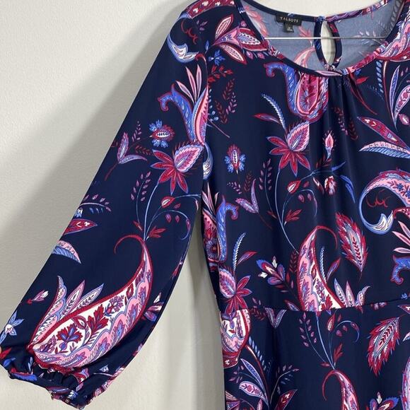 Talbots Jersey Knit Paisley Dress 14 Fit & Flare - Picture 4 of 12